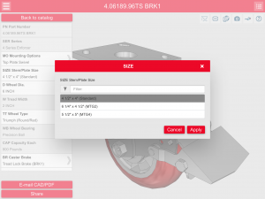 Caster CAD 3D - Select and Customize Parts